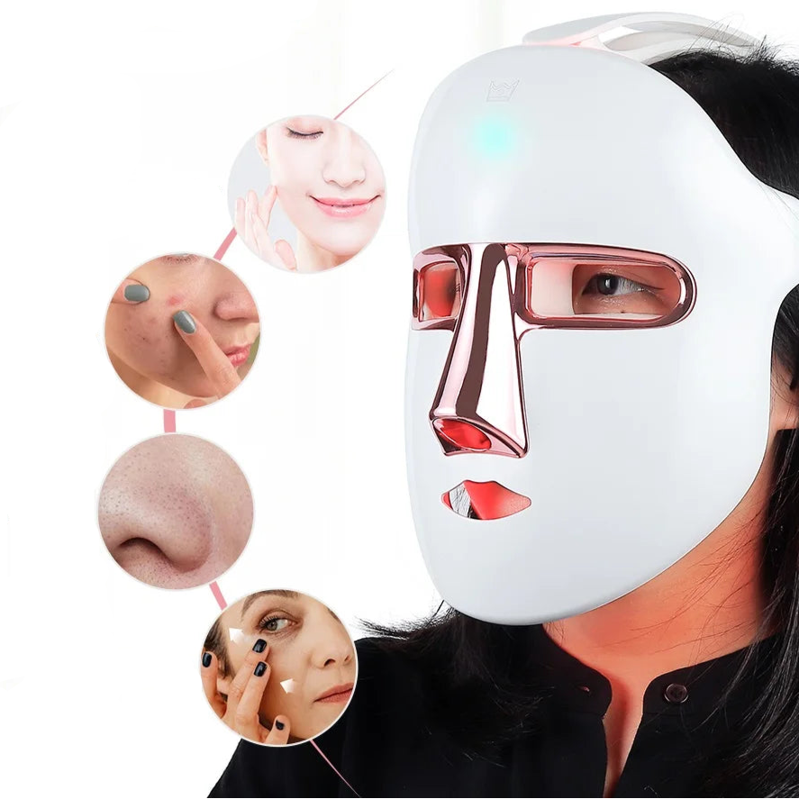 Masque LED sans fil à 7 couleurs pour le visage, masque de beauté photonique pour le visage, rajeunissement de la peau, réparation anti-acné, raffermissement de la peau, soins anti-âge