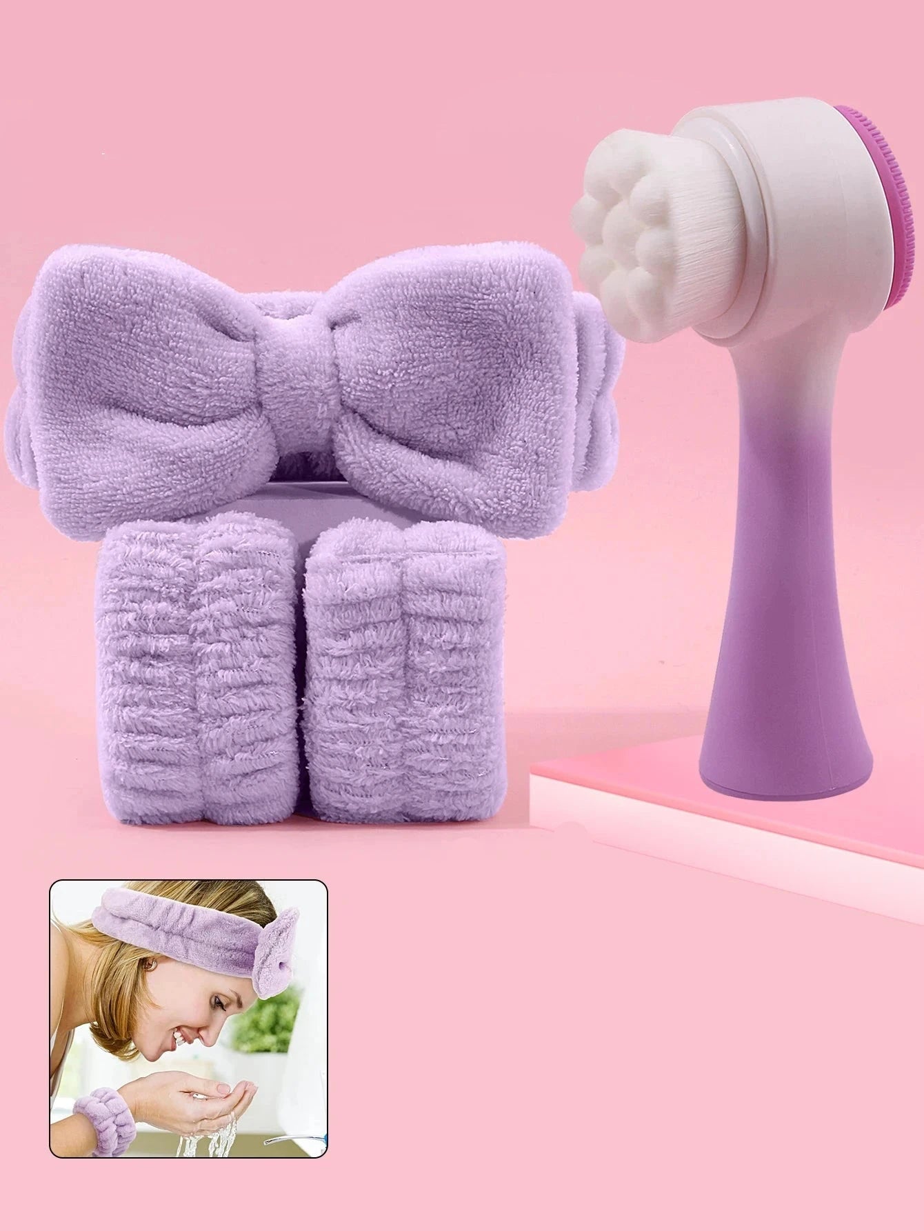 Ensemble de brosse nettoyante pour le visage en silicone+bande de sauna spa, bracelet